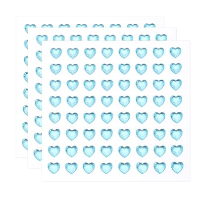 QUARKZMAN 192-Piece 6 mm Blue Self-Adhesive Heart Rhinestones