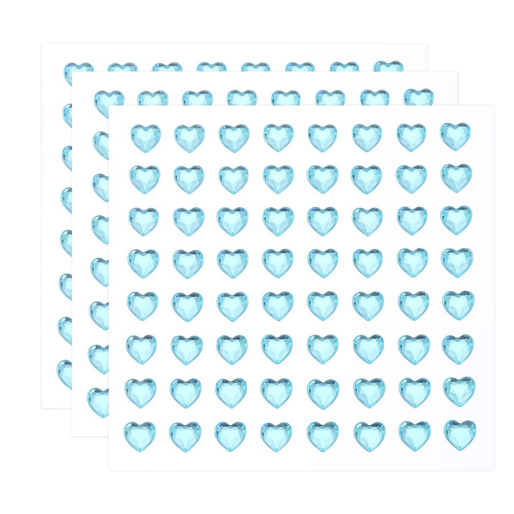 QUARKZMAN 192-Piece 6 mm Blue Self-Adhesive Heart Rhinestones