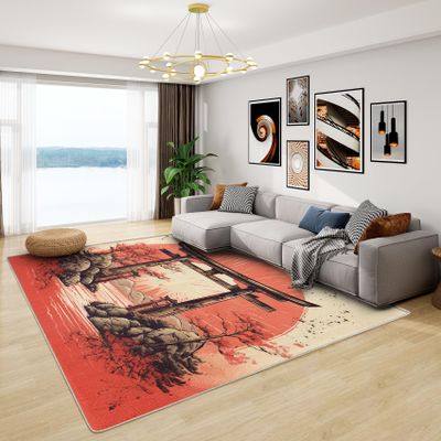 Japanese Torii Rug for Living Room, Bedroom or Entryway, Soft Washable Non-Slip, 80 x 150 cm