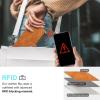 GOTOURED Wallet Case for iPhone 13, RFID Blocking, Wrist Strap, Stand, Shock-Resistant PU Leather Flip Cover, Brown view 3