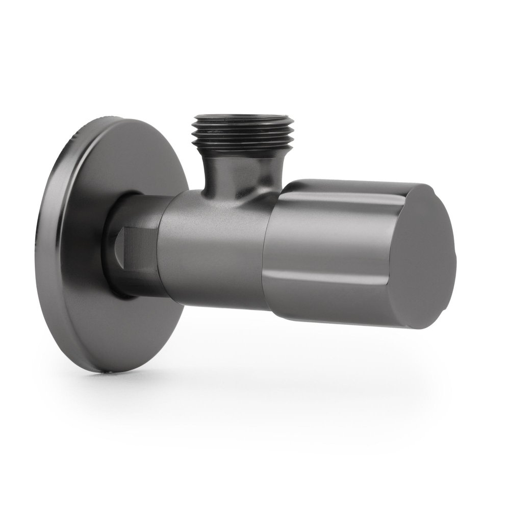 LAXARA Colored Angle Stop Valve, 3/8 in to 1/2 in x 1/2 in Wall Connection, Selectable Colors (Black Steel, 3/8 in)