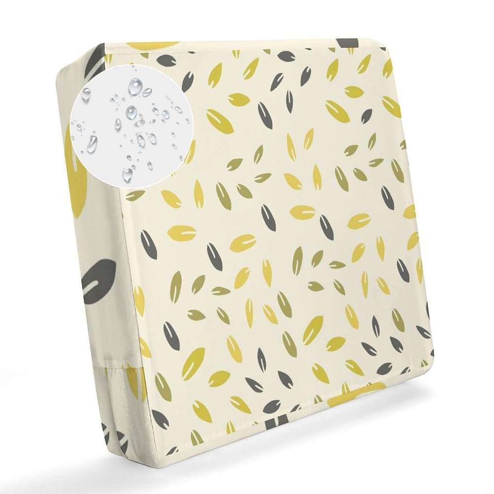 Hiseng Outdoor Seat Cushion Cover with Zipper, 3D Green Leaf Pattern, 64 x 64 x 10 cm, Style F