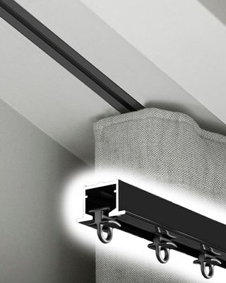 Invisible Cuttable Ceiling Curtain Track, Aluminum, Black, 200 cm