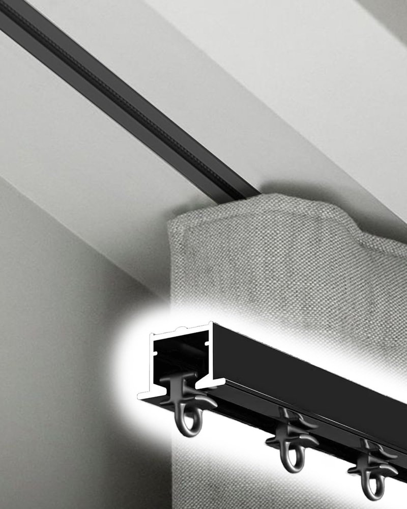 Invisible Cuttable Ceiling Curtain Track, Aluminum, Black, 200 cm