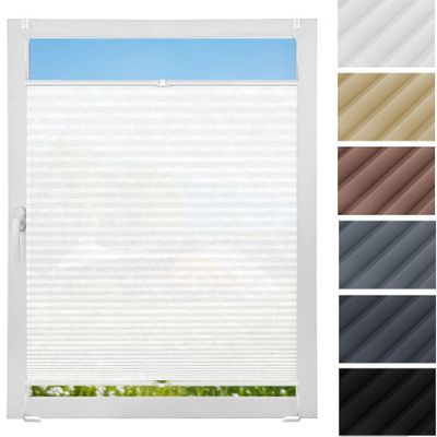 Pleated Window Blind 56 x 100 cm, No-Drill, Light-Filtering, White