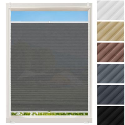 No-Drill Pleated Blind 76 x 130 cm, Gray, Light-Filtering
