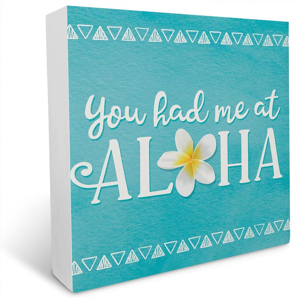 kisoyo Rustic Wooden Sign “You Had Me at Aloha,” 12.7 x 12.7 cm