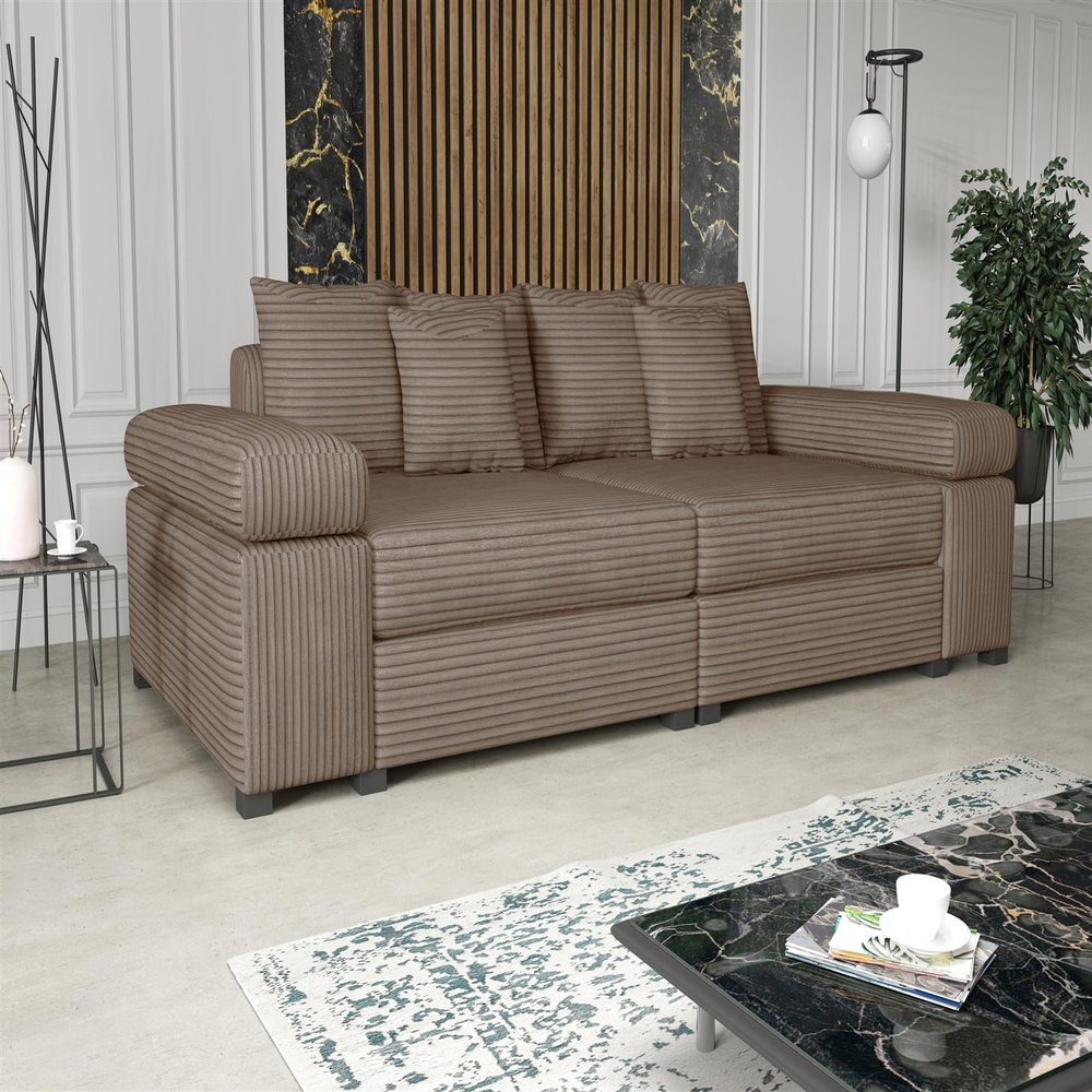 Fun Möbel Arezzo Big Sofa in Tilia Fabric (Milk Coffee)