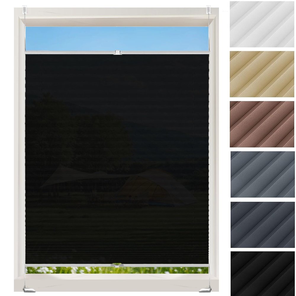 Pleated Blind Klemmfix, Black, 50 x 150 cm