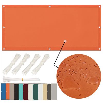 2 x 6 m Waterproof Rectangular Sun Shade Sail, Orange
