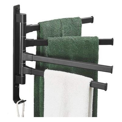 Wall-Mounted Aluminum Swivel Towel Rack with 180° Rotating Bars