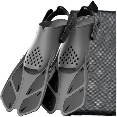 Ayztantine Adult Swimming Fins with Adjustable Buckles, Gray, S/M