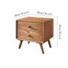 RUNZE765Z Solid Wood Nightstand with Drawers, Brown/Natural Wood view 2