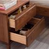 RUNZE765Z Solid Wood Nightstand with Drawers, Brown/Natural Wood view 3