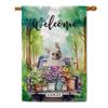 GABSHAIM French Bulldog Flowers Spring Summer Welcome Flag, Funny Dog Driving a Truck in the Woods, Outdoor Home Decor, Double-Sided, Style 5, 71.1 x 101.6 cm view 1