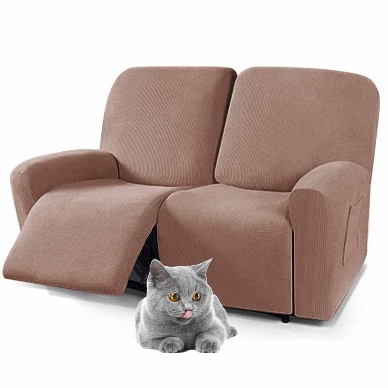 YWQJL Stretch Recliner Slipcover with Side Pocket, Light Brown (B)