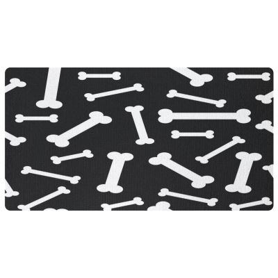 VAPOKF Kitchen Mat with Bone Pattern, Non-Slip, Washable, Absorbent, Black and White