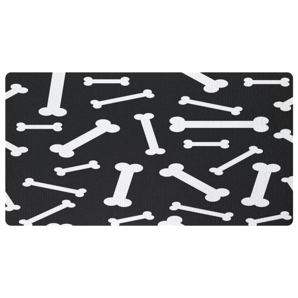 VAPOKF Kitchen Mat with Bone Pattern, Non-Slip, Washable, Absorbent, Black and White