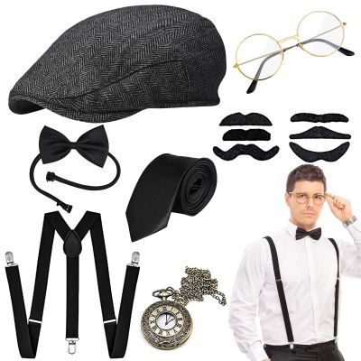 Tigvio Men's 1920s Mafia Costume Accessories Set