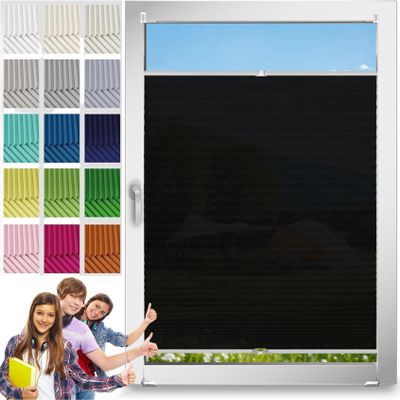 Pleated Blind Klemmfix No-Drill 56 x 185 cm, Privacy and Sun Protection, Black