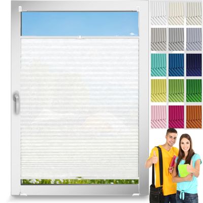 Pleated Blind, No-Drill Klemmfix, 70 x 125 cm, Honeycomb, White