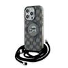 CG MOBILE Karl Lagerfeld KLHMP15LHCKCKLCK Hard Case for iPhone 15 Pro 6.1-inch, Black, IML Crossbody Monogram Karl & Choupette Head view 1