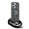 CG MOBILE Karl Lagerfeld KLHMP15LHCKCKLCK Hard Case for iPhone 15 Pro 6.1-inch, Black, IML Crossbody Monogram Karl & Choupette Head view 3