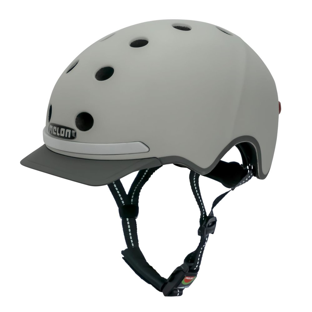 Melon E-Series Metropolis Bike Helmet for Women & Men | City Helmet with Lighting | Front & Rear Lights | XL–XXL (58–63 cm) | Light Gray