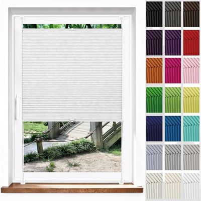 Pleated Blind Without Drilling, Klemmfix, 68 x 90 cm, Light-Filtering Privacy and Sun Protection, White