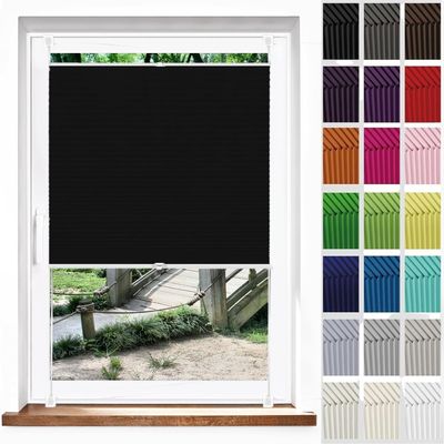Pleated Blind, Privacy Shade, Clip-Fix, 66 x 210 cm, Light-Filtering, Black