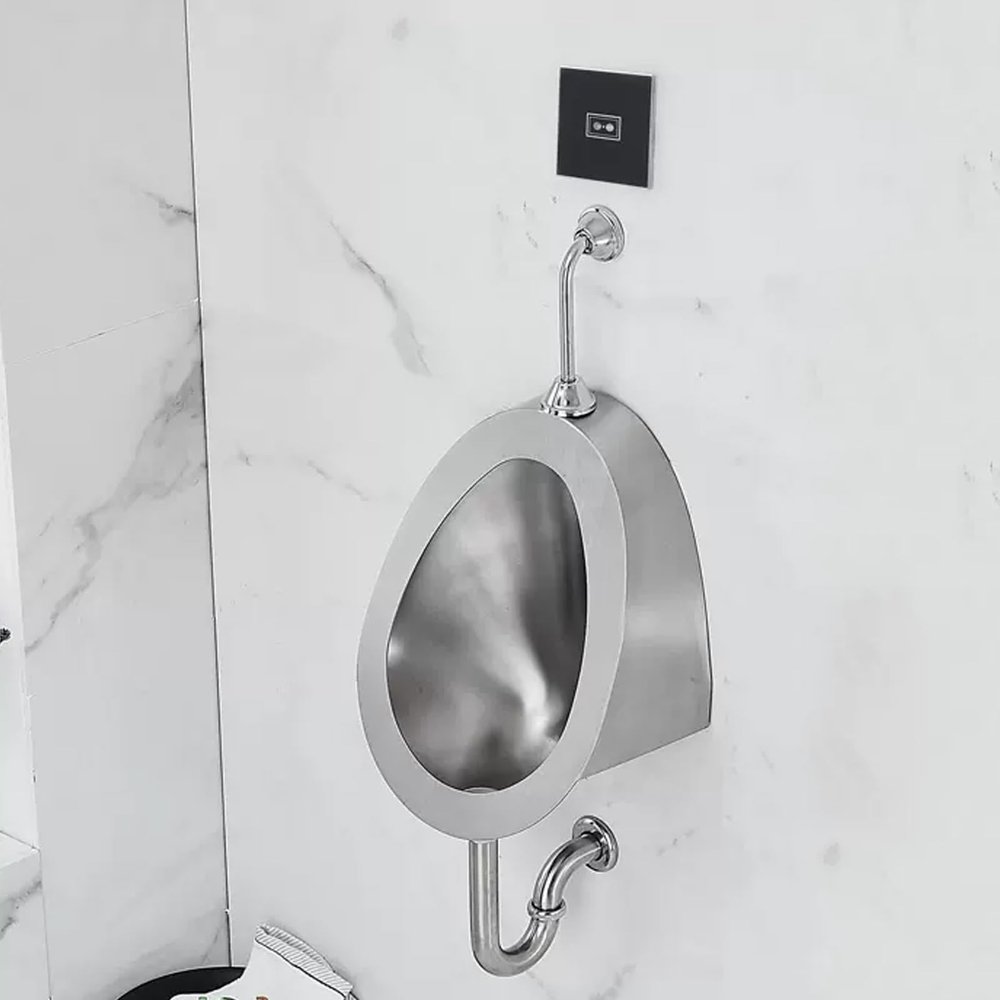 YQMHEZ 304 Stainless Steel Wall-Mounted Urinal with Sensor, Silver D1