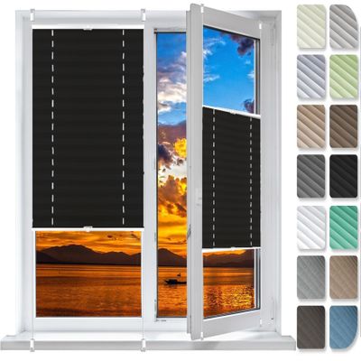 Pleated Blind, No-Drill Clamp-Fit, 88 x 210 cm, Black