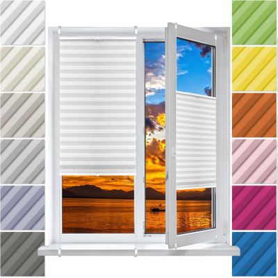 Pleated Blind, No-Drill Clamp-Fix, White, 44 x 215 cm
