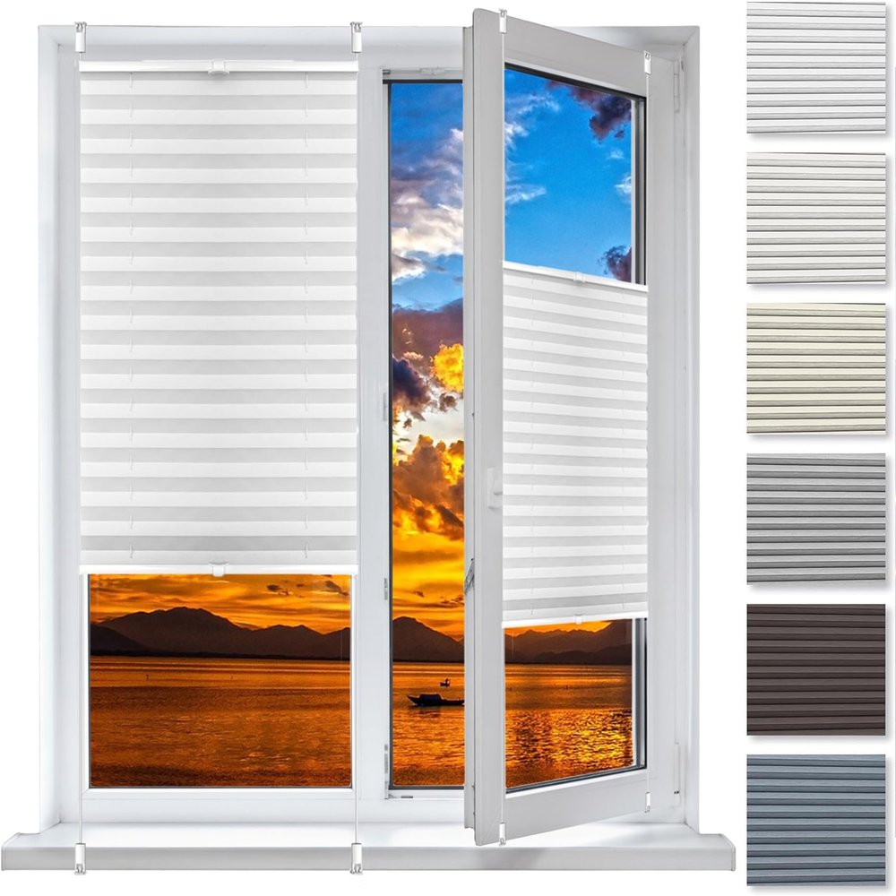 No-Drill Pleated Blind 86 x 120 cm, White