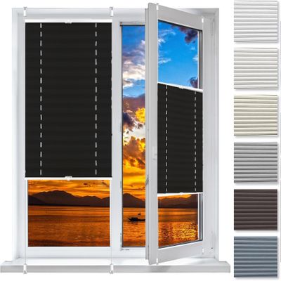 Pleated Blind 30 x 140 cm, No Drilling, Black