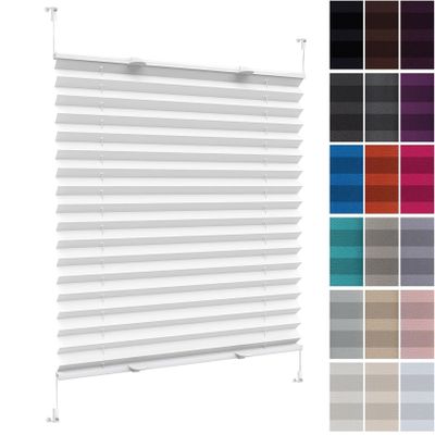 Pleated Blind Without Drilling, 62 x 190 cm, Light-Filtering, White