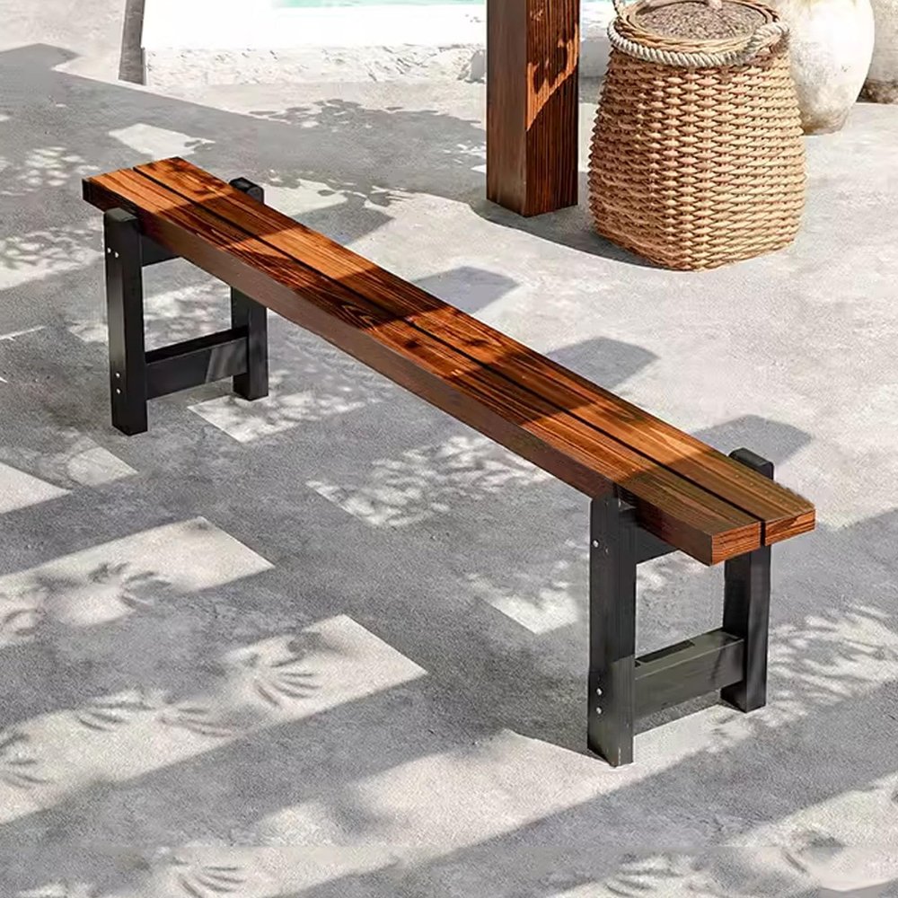 LKPMGOA Outdoor Garden Bench, Black