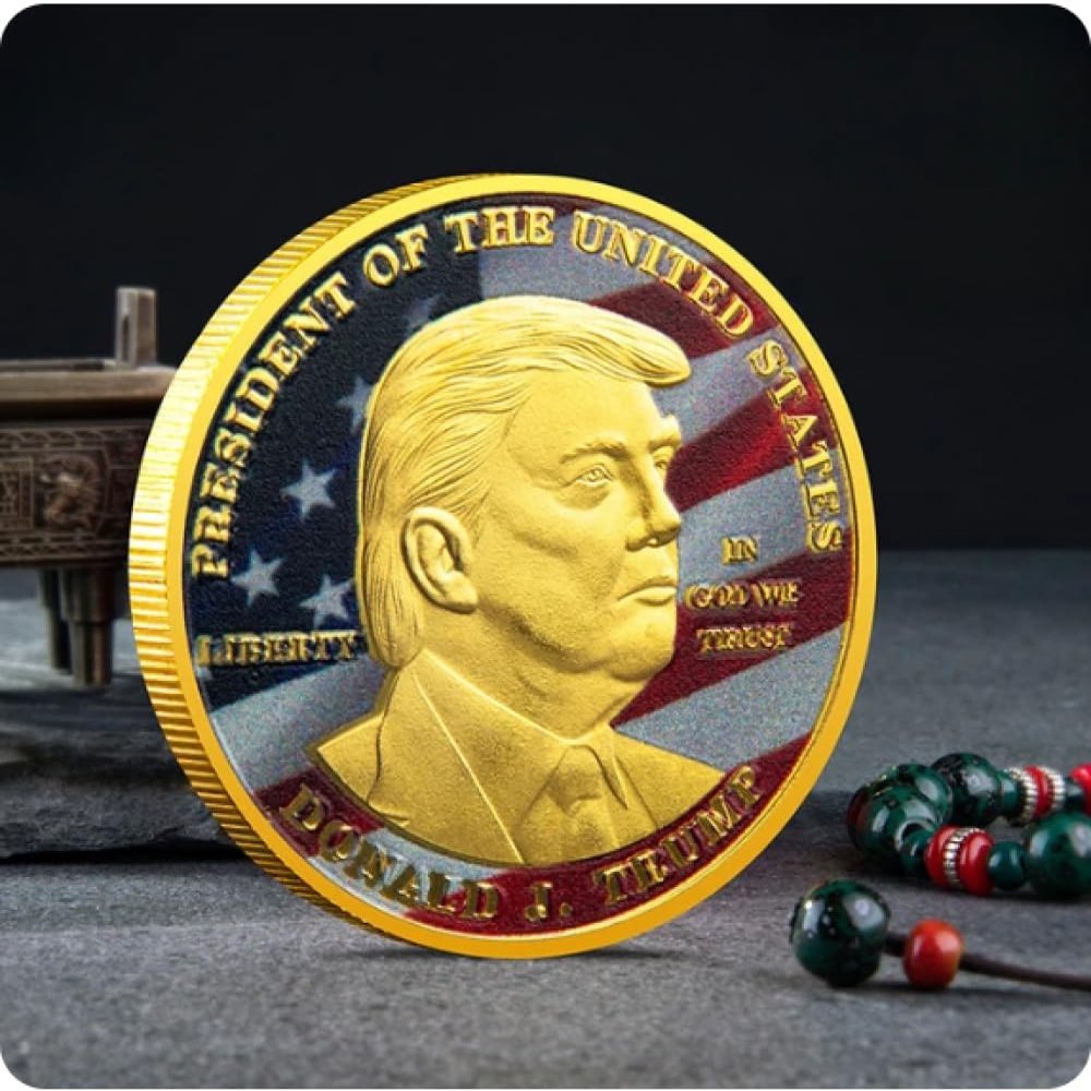 REZAJDUIE Commemorative Coin — 45th U.S. President Donald J. Trump Challenge Coin, Gold-Plated