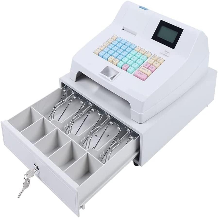 Cash Register with Detachable Cash Drawer, LED Display, 48 Keys
