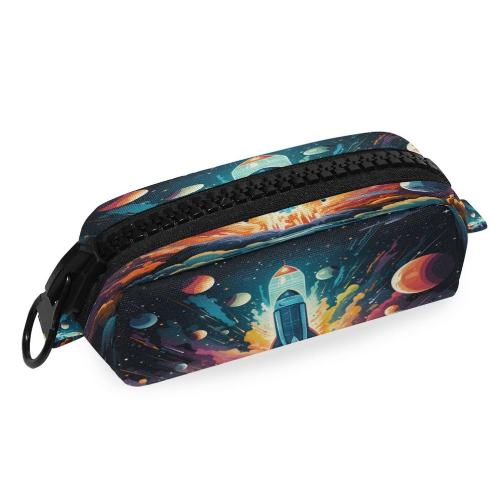 LINNIKEEEE Space Cartoon Flying Rocket Pencil Case