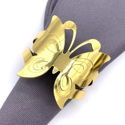 SKINPA 12-Piece Metal Butterfly Napkin Ring Set