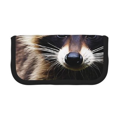 SATUSA Canvas Pencil Case with Cute Raccoon Print, Black, One Size