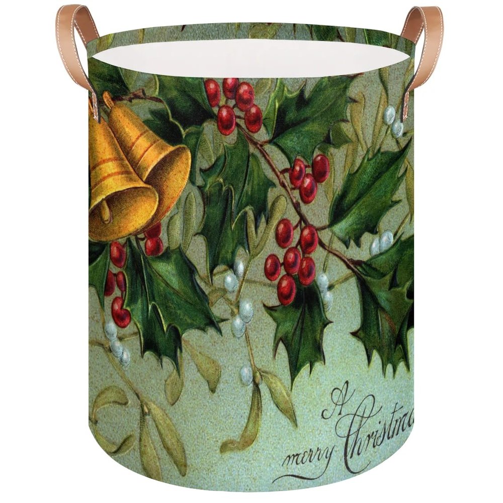 Large Laundry Basket with Christmas Tree Bells