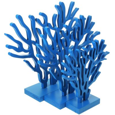 BIUDECO Blue Wooden Coral Table Decorations, 3-Piece Mediterranean Set