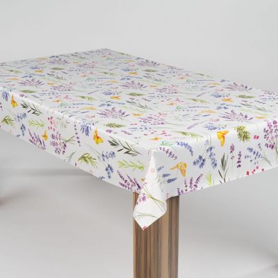 laro PVC Oilcloth Tablecloth, Flower Wings Multicolor/White, 31.5 x 31.5 in