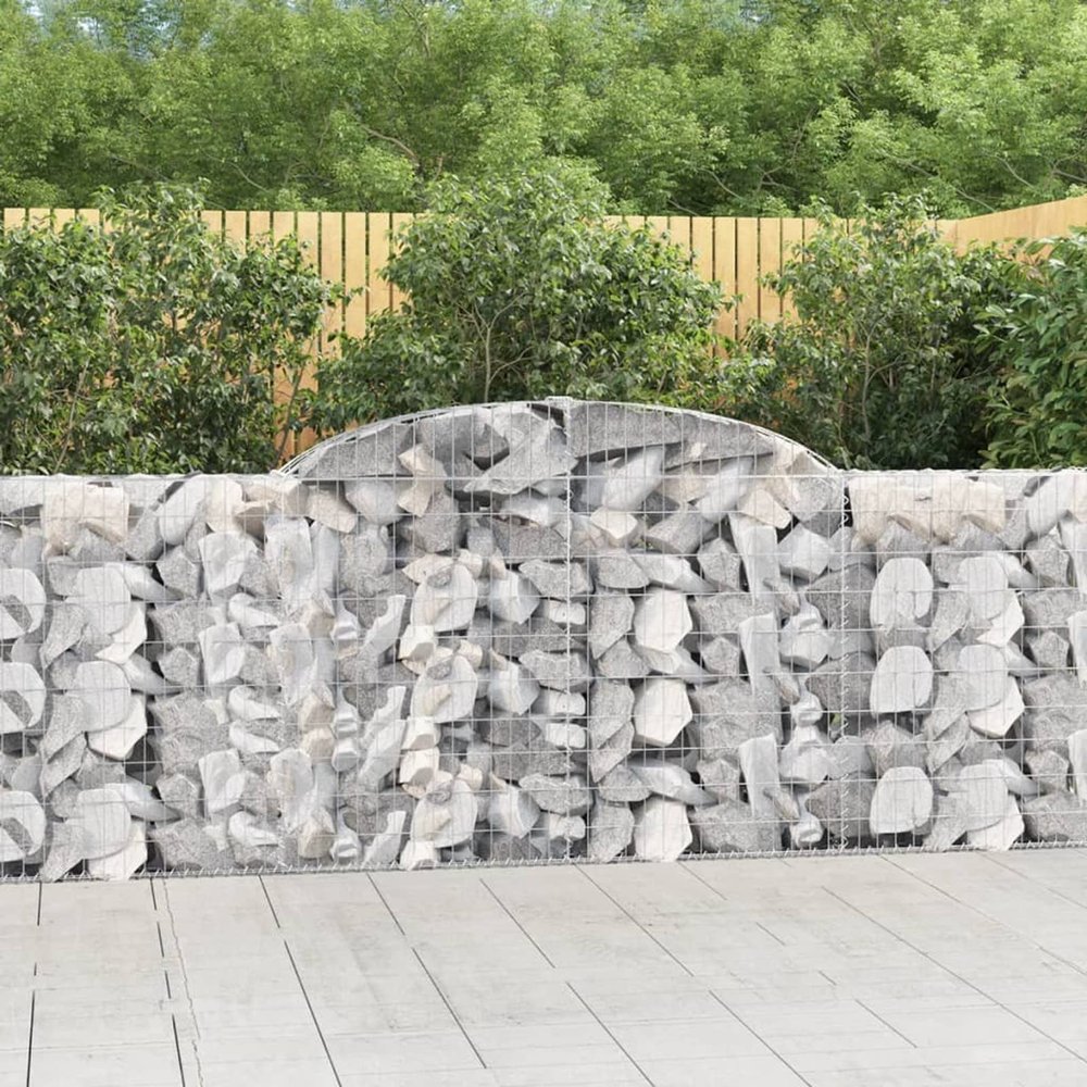 Homgoday Outdoor Planter Boxes, Arch Gabions, 8 Pieces, 300 x 30 x 100/120 cm, Galvanized Iron