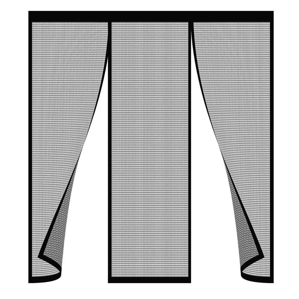 Magnetic Insect Screen Curtain for Balcony Doors, 165 x 100 cm, Black