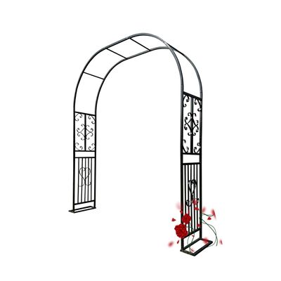 Metal Rose Arch Garden Gate Trellis for Climbing Roses, Black, Widths 140/180/220/260/300/340 cm (4.6' x 7.5' / 140 x 230 cm)