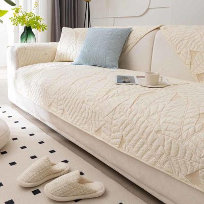HLTQL Double-Sided Quilted Sofa Cover, Non-Slip Couch Protector, Washable Plush Throw for 1–4-Seater and L-Shaped Sofas, 65–70 x 180 cm