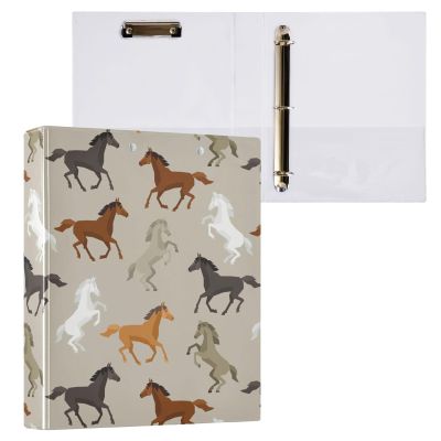 3-Ring Binder with Horse Pattern, 3.8 cm, Clipboard Pockets, School and Office Binder, 1 Piece